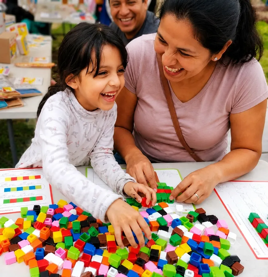 Niño feliz aprendiendo matemáticas jugando